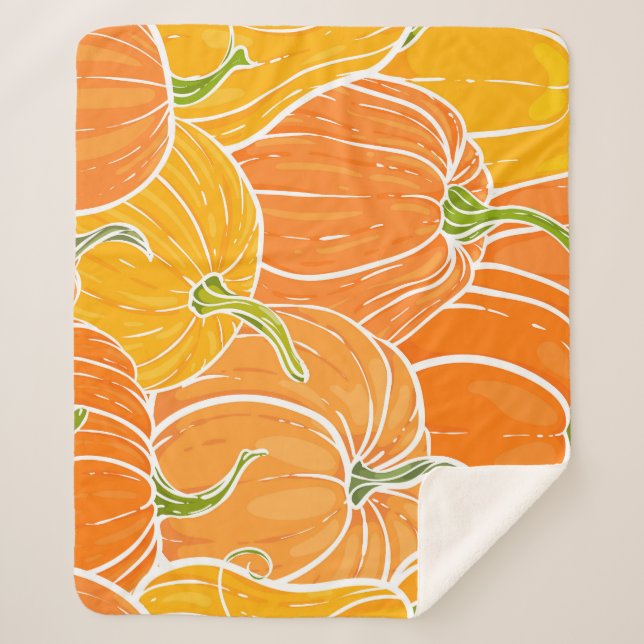 Manta Sherpa Calabaza personalizado, lindo patrón otoño. (Anverso)