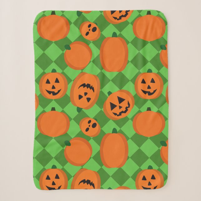 Manta Sherpa Calabazas de Halloween (Anverso)