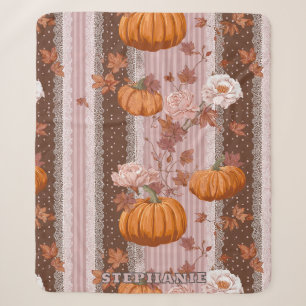 Manta Sherpa Calabazas rusticas otoñales y encaje floral impeca