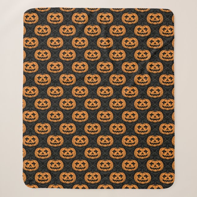 Manta Sherpa Calavera de Calabaza (Anverso)