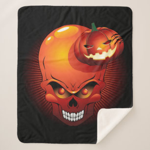 Manta Sherpa Calavera de Halloween y calabaza