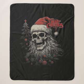 Manta Sherpa Calavera Esqueleto Divertida Navidad Feliz Santa C