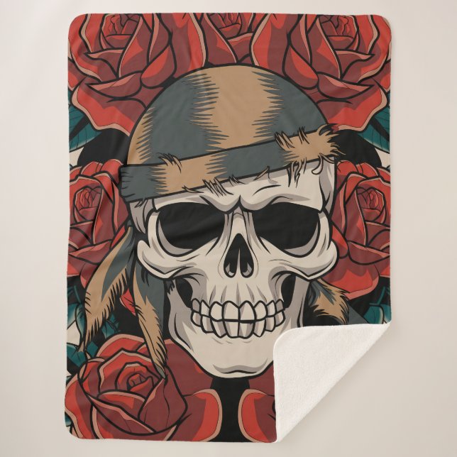 Manta Sherpa Calavera Floral (Anverso)