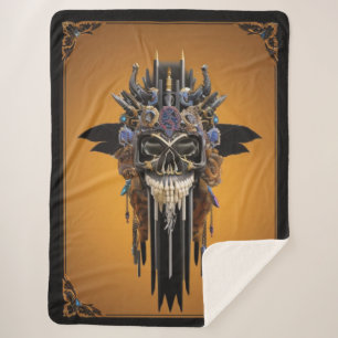 Manta Sherpa Calavera gótica tribal Sherpa Blanket