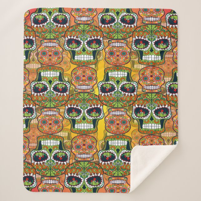 Manta Sherpa Calaveras de azúcar (Anverso)