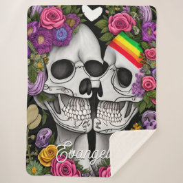 Manta Sherpa Calaveras florales góticas