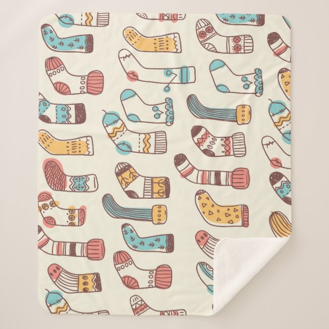 Manta Sherpa Calcetines Cute Doodle: Simplicidad escandinava. (Anverso)
