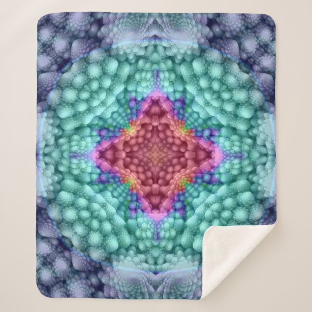 Manta Sherpa Caleidoscopio azul   maravilloso del fractal del (Anverso)