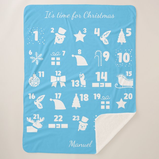 Manta Sherpa Calendario Adicional de Cuenta Regresiva de navida (Anverso)