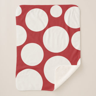 Manta Sherpa Cálida funda de puntos de Polka blanco y rojo