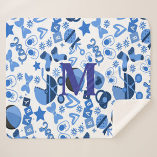 Manta Sherpa Cálido azul lindo Niño Nursery personalizado
