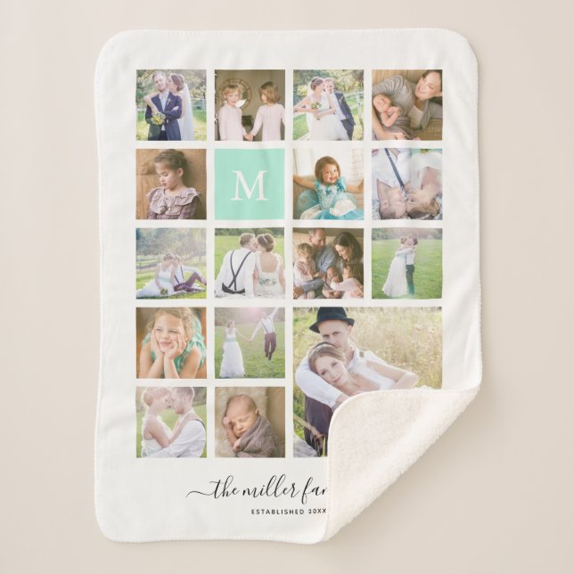 Manta Sherpa Caligrafía del nombre del monograma del collage de (Anverso)