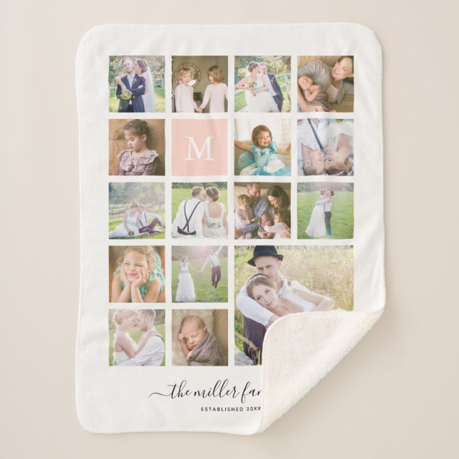 Manta Sherpa Caligrafía del nombre del monograma del collage de (Anverso)