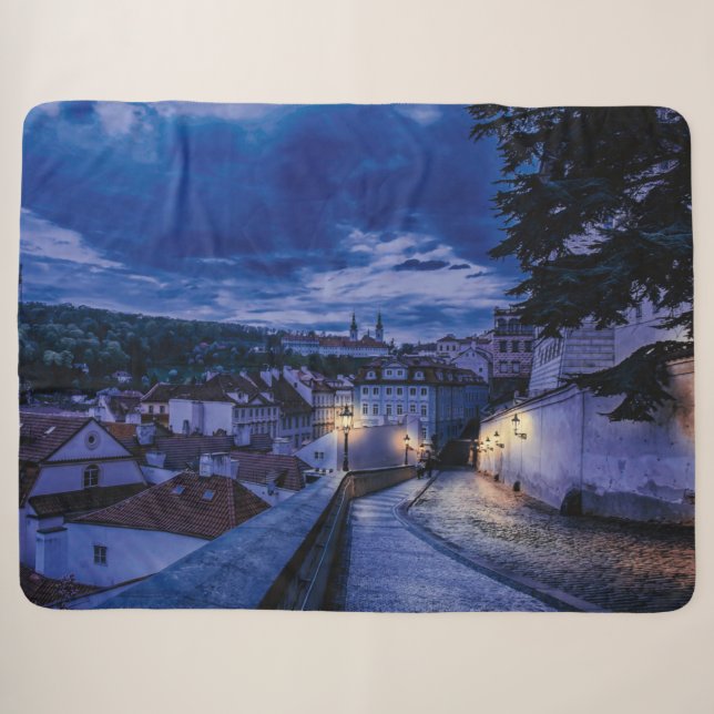 Manta Sherpa Calle nocturna de Praga (Anverso (horizontal))