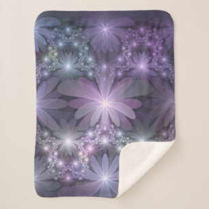 Manta Sherpa Cama de flores arte abstracto fractal brillante de