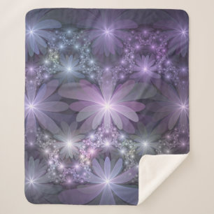 Manta Sherpa Cama de flores arte abstracto fractal brillante de