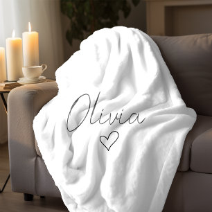 Manta Sherpa Cama Girly personalizada con nombre y corazón
