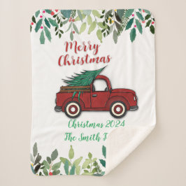 Manta Sherpa Camión navideño personalizado Sherpa Blanket