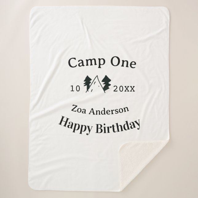 Manta Sherpa Camp one happy birthday name date campingadventure (Anverso)