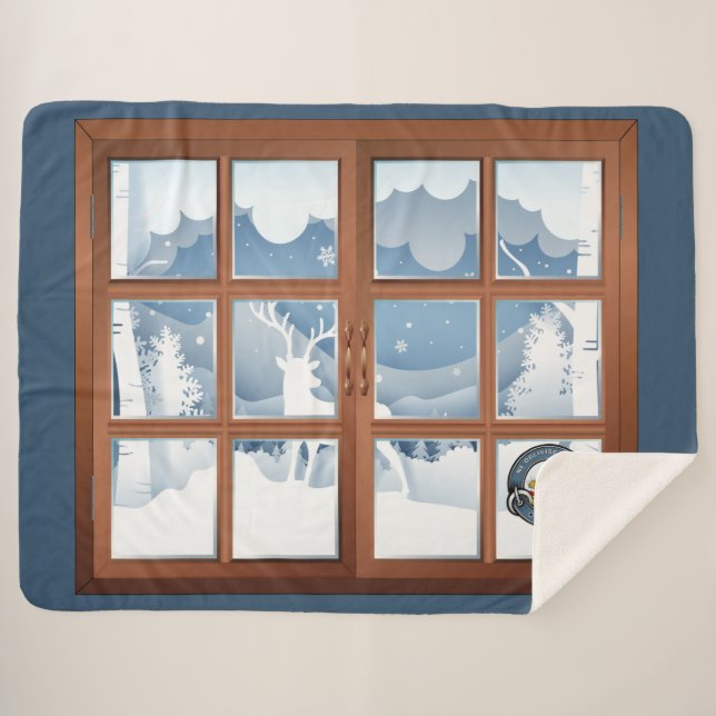 Manta Sherpa Campbell Clan Badge Winter Scene Large (Anverso (horizontal))