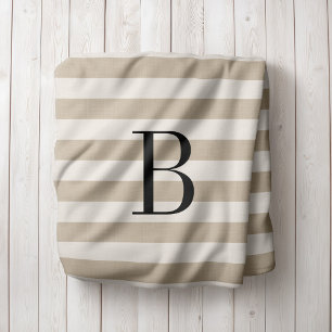 Manta Sherpa Campo Beige Stripes Monograma