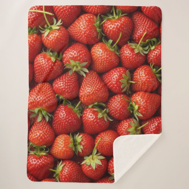 Manta Sherpa Campo de Fresas Frescas de Granja (Anverso)