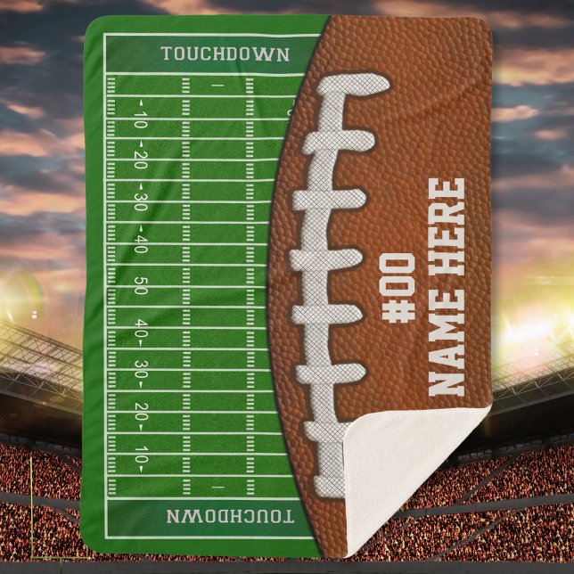 Manta Sherpa Campo de fútbol personalizado y campo de fútbol (Football senior night gifts. Football bedroom decor. Best Football Gifts. Football Senior Night. )