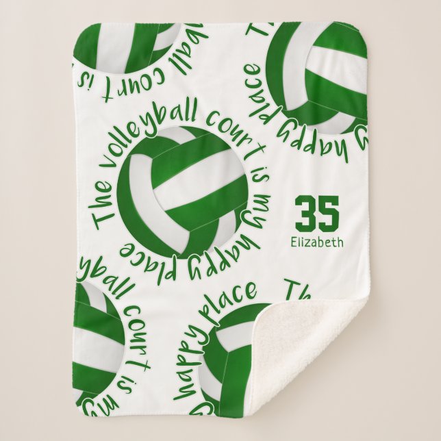 Manta Sherpa campo de voleibol blanco verde lugar feliz (Anverso)
