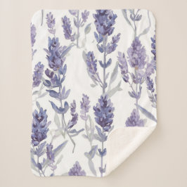Manta Sherpa Campos de lavanda | Patrón de flores de acuarela p