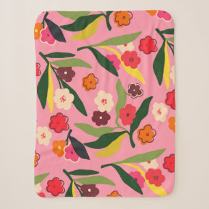 Manta Sherpa Campos florales retro