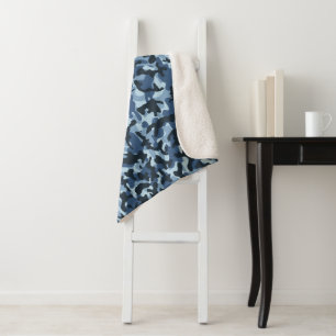 Manta Sherpa Camuflaje azul