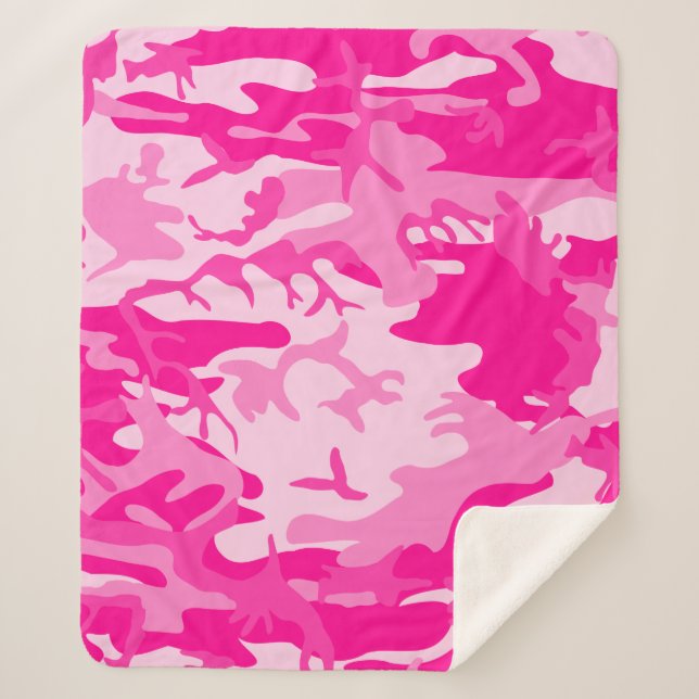Manta Sherpa camuflaje de camo rosa caliente (Anverso)