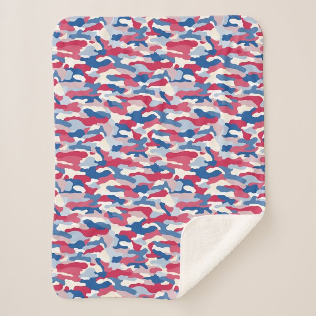 Manta Sherpa Camuflaje rojo blanco y azul (Anverso)