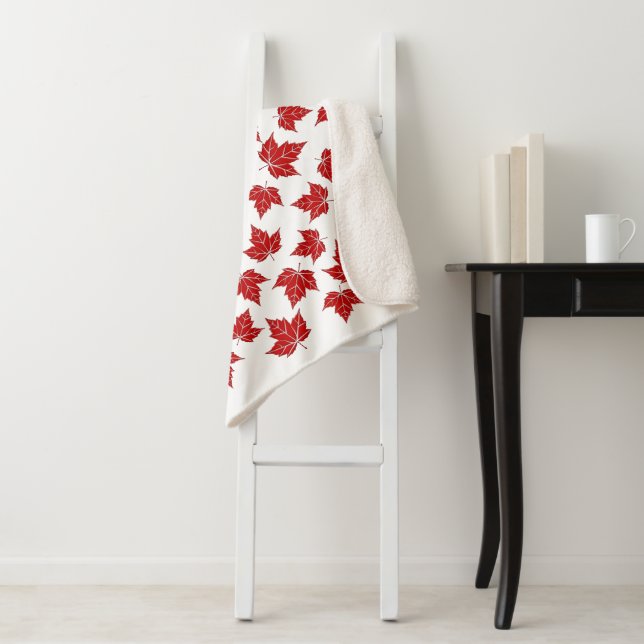 Manta Sherpa Canada Blanket Canada Maple Leaf Throw Blankets (In situ)