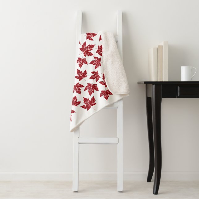Manta Sherpa Canada Blanket Canada Maple Leaf Throw Blankets (In situ)