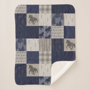 Manta Sherpa Canasta Sherpa para caballos salvajes - Navy/Beige