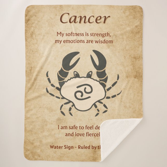 Manta Sherpa Cancer Zodiac Design with Intuitive Affirmations (Anverso)