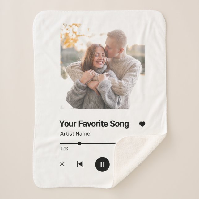 Manta Sherpa Canción personalizado canción favorita un café fot (Anverso)