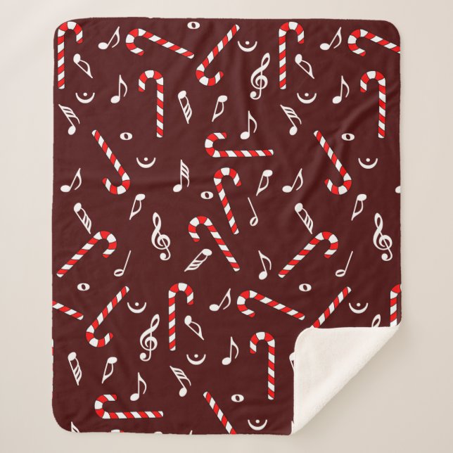 Manta Sherpa Candy Cane Music Notes (Anverso)