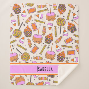 Manta Sherpa Candy Retro Groovy personalizado de Halloween