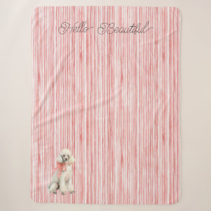 Manta Sherpa Caniche blanco perro hola hermosas rayas rojas