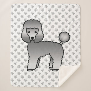 Manta Sherpa Caniche Toy Gris Perro De Dibujos Animados Lindo
