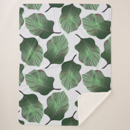 Manta Sherpa Canna Tropicanna Tropical Leaves, Verde