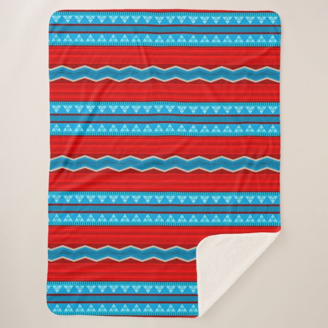 Manta Sherpa Cañón del río Suroeste Rojo y Turquesa Grande (Anverso)