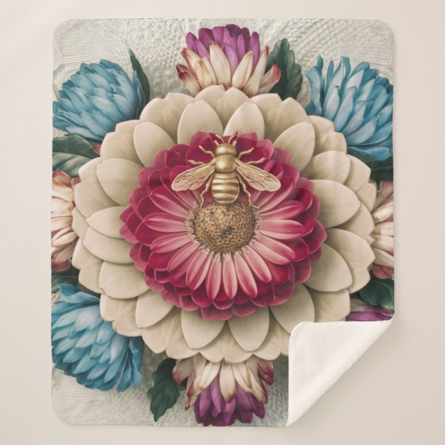 Manta Sherpa Cañón floral de elegancia floral belga (Anverso)