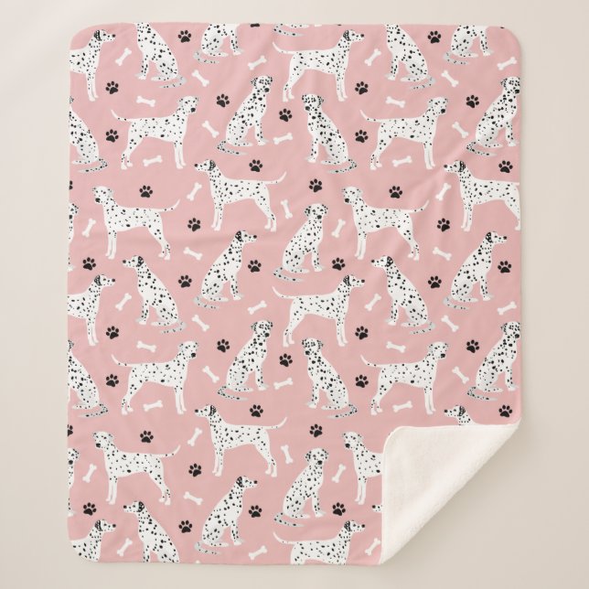 Manta Sherpa Canto Sherpa Dalmatia Paws and Bones (Anverso)