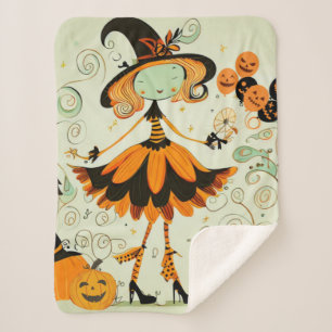 Manta Sherpa capricho/bruja/calabaza/caída