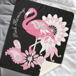 Manta Sherpa Caprichoso Flamenco Rosa Negro Moderno