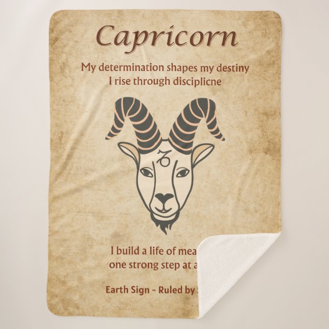 Manta Sherpa Capricorn Zodiac Sign with Affirmations (Anverso)