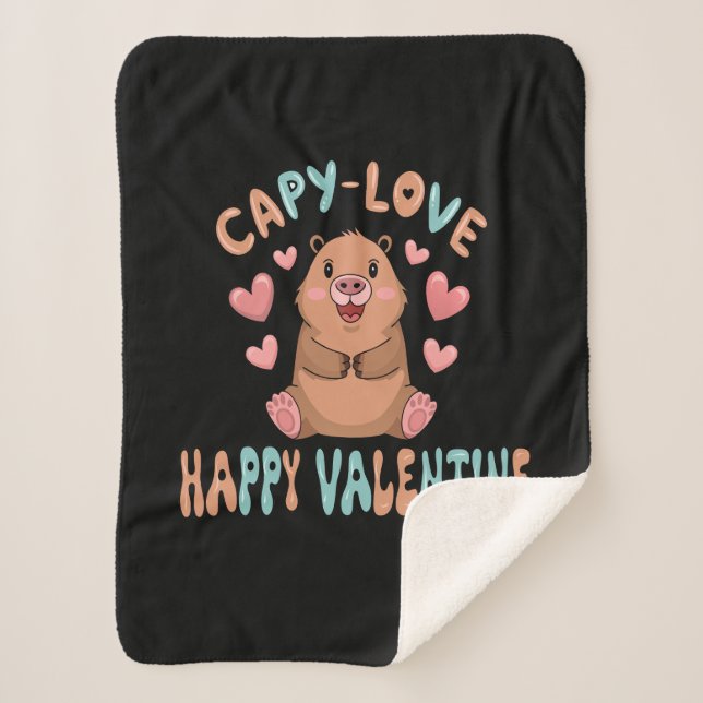 Manta Sherpa Capybara Cute Valentine Blanket (Anverso)
